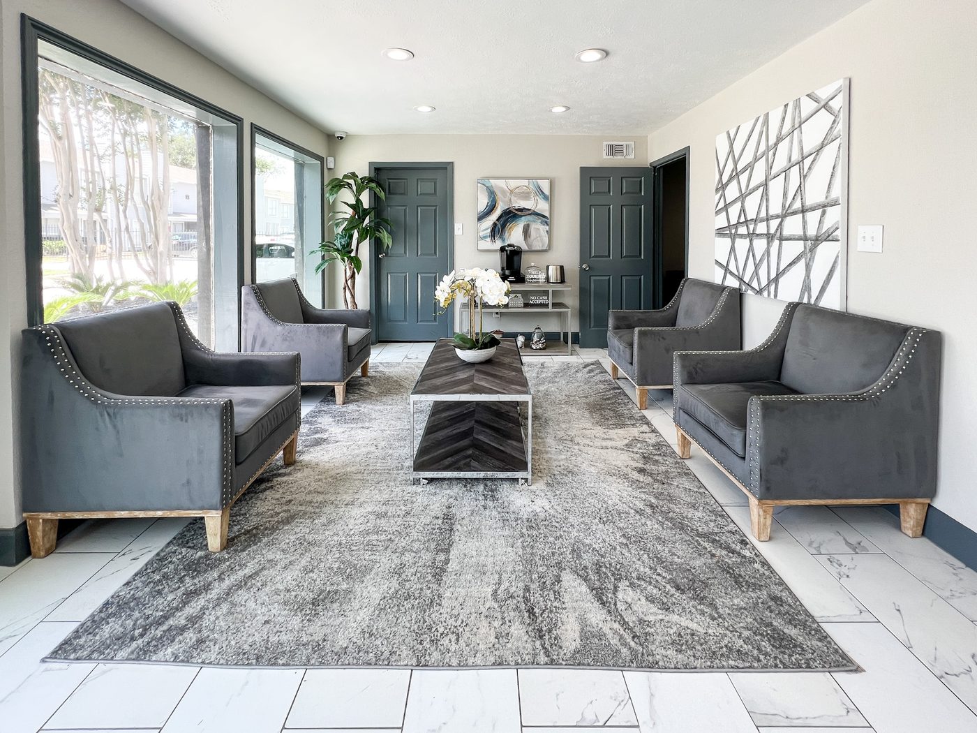 Office and leasing space furnished by Hoffer Companies